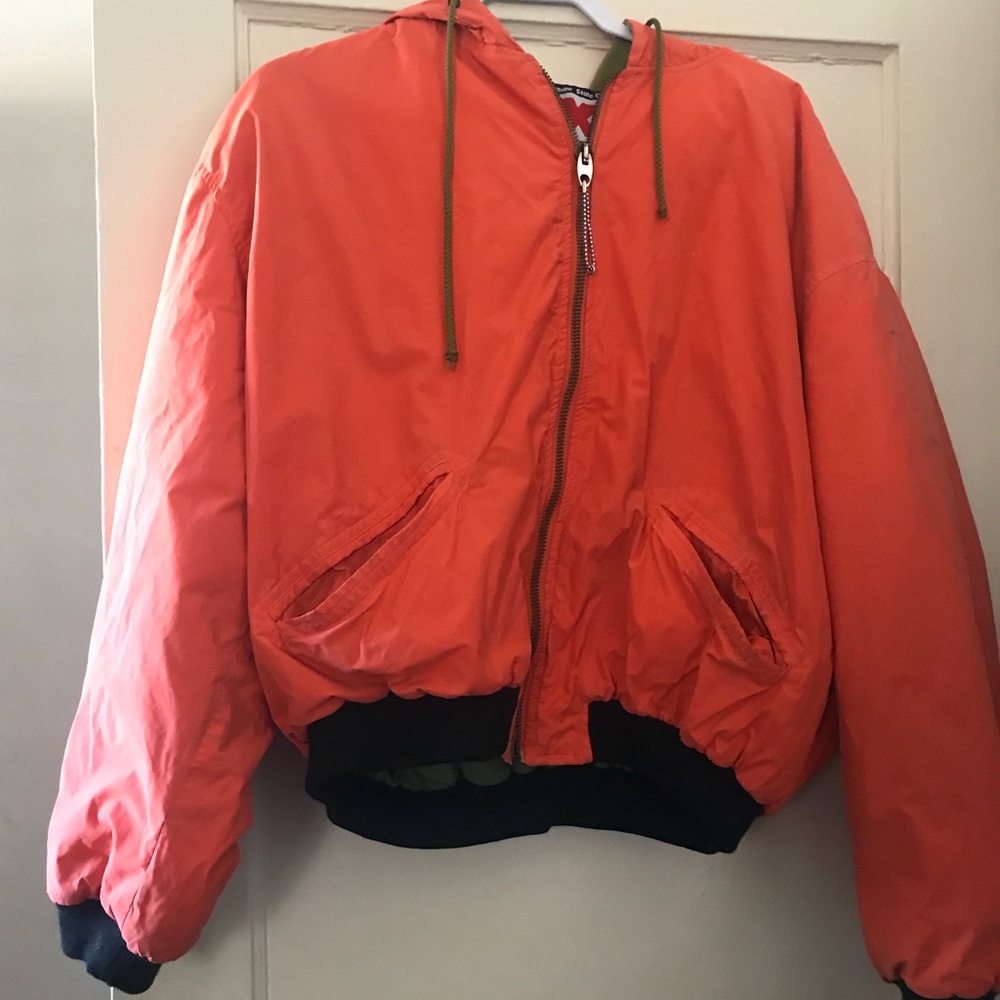 90’s style orange bomber jacket